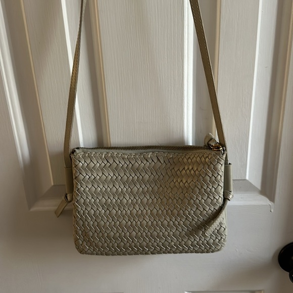 100% Leather Madewell Sage Green The Knotted Woven Crossbody Purse Bag - Picture 4 of 8